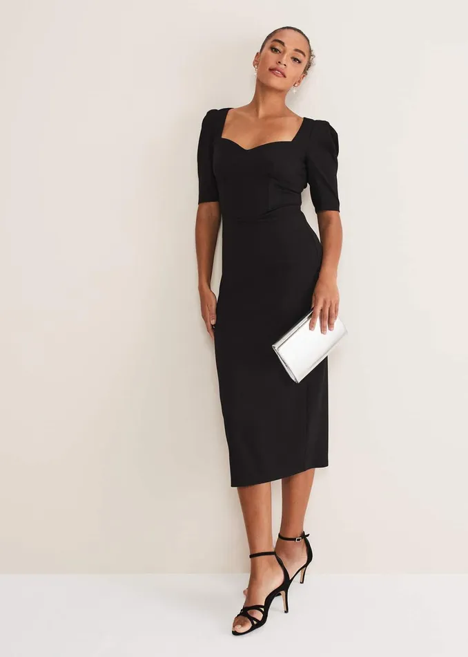 Women Phase Eight Day Dresses Indy Corset Bodycon Dress Black