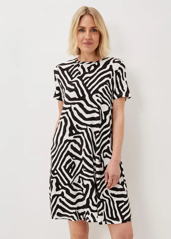 Women Phase Eight Day Dresses Isabelle Zebra Print Dress Blackivory