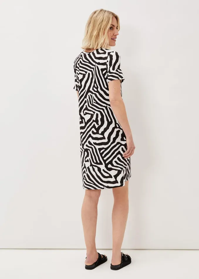 Women Phase Eight Day Dresses Isabelle Zebra Print Dress Blackivory