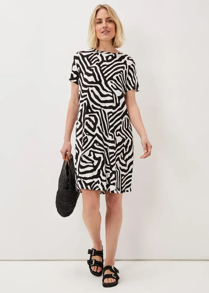 Women Phase Eight Day Dresses Isabelle Zebra Print Dress Blackivory