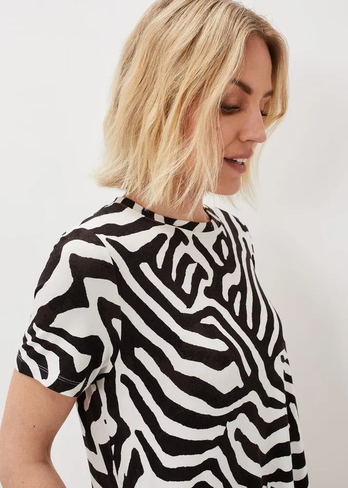 Women Phase Eight Day Dresses Isabelle Zebra Print Dress Blackivory