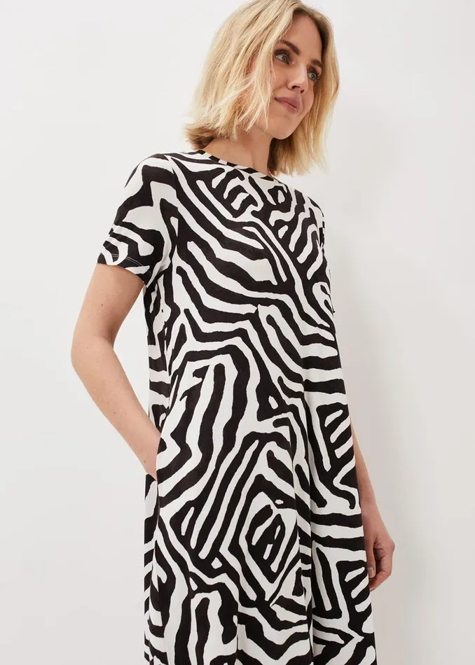 Women Phase Eight Day Dresses Isabelle Zebra Print Dress Blackivory