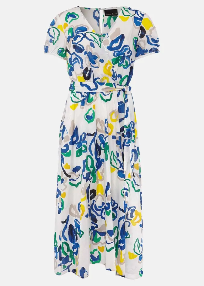 Women Phase Eight Day Dresses Jana Abstract Print Midi Dress Yellowbluegreen