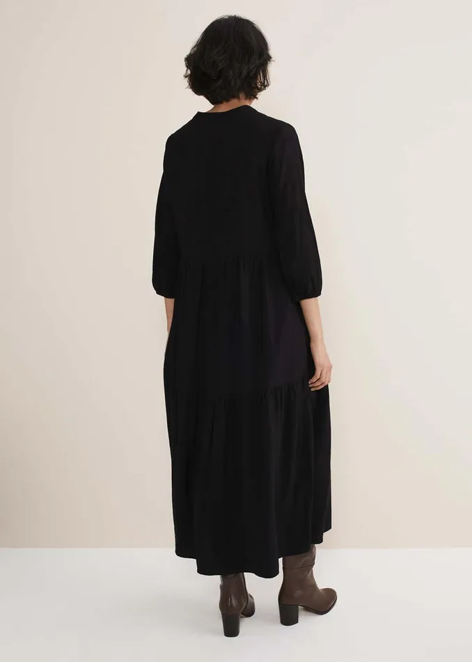 Women Phase Eight Day Dresses Jayde Midaxi Tiered Dress Black
