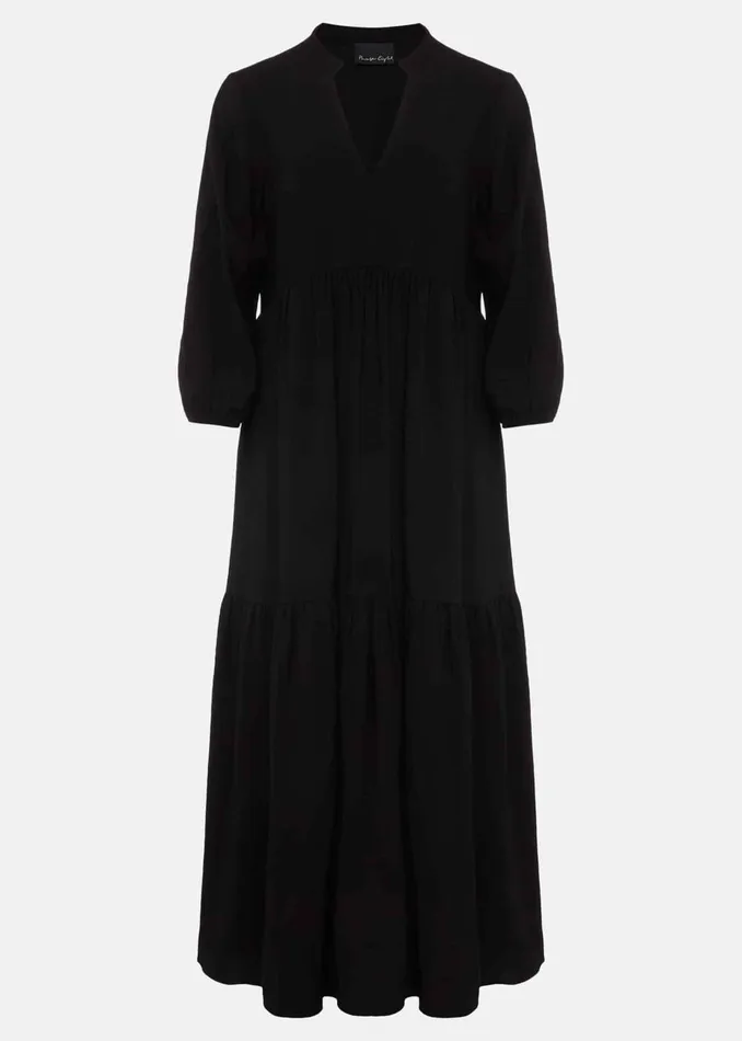 Women Phase Eight Day Dresses Jayde Midaxi Tiered Dress Black