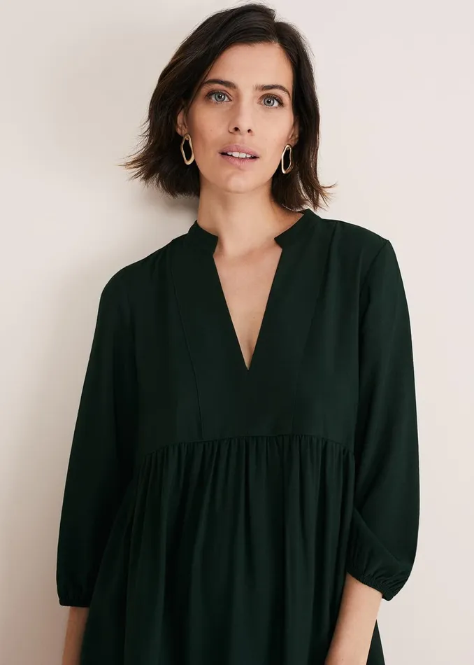 Women Phase Eight Day Dresses Jayde Tiered Midaxi Dress Dark Green