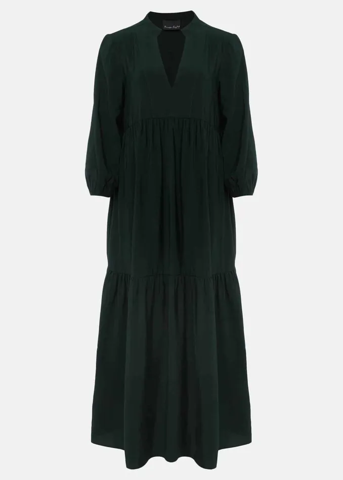 Women Phase Eight Day Dresses Jayde Tiered Midaxi Dress Dark Green