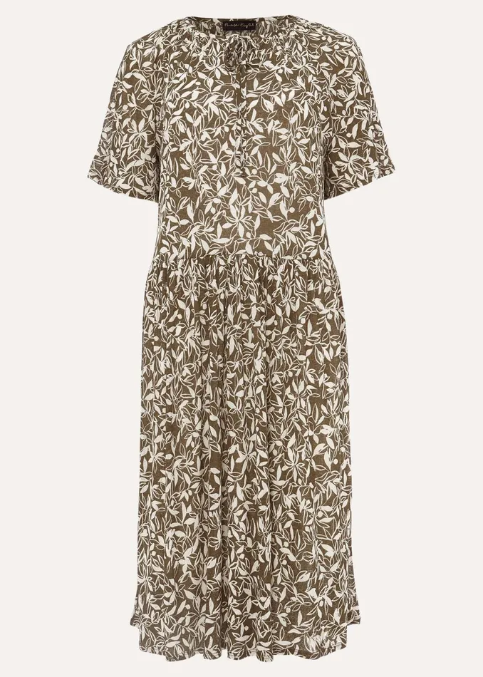 Women Phase Eight Day Dresses Jemmy Leaf Print Swing Dress Khaki