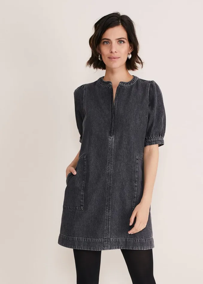 Women Phase Eight Day Dresses Jett Denim Shift Dress Grey