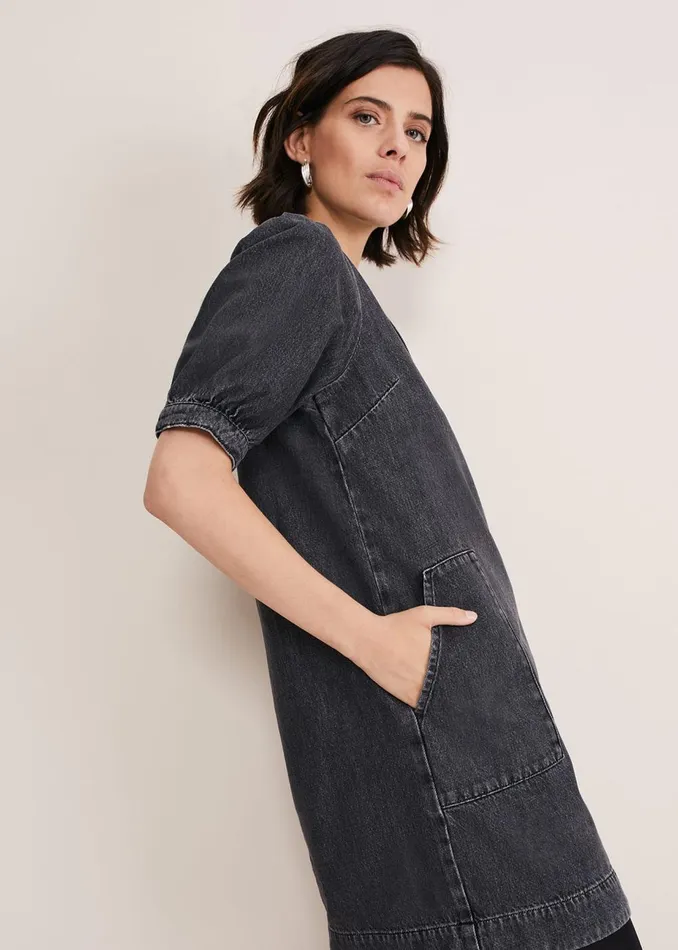 Women Phase Eight Day Dresses Jett Denim Shift Dress Grey