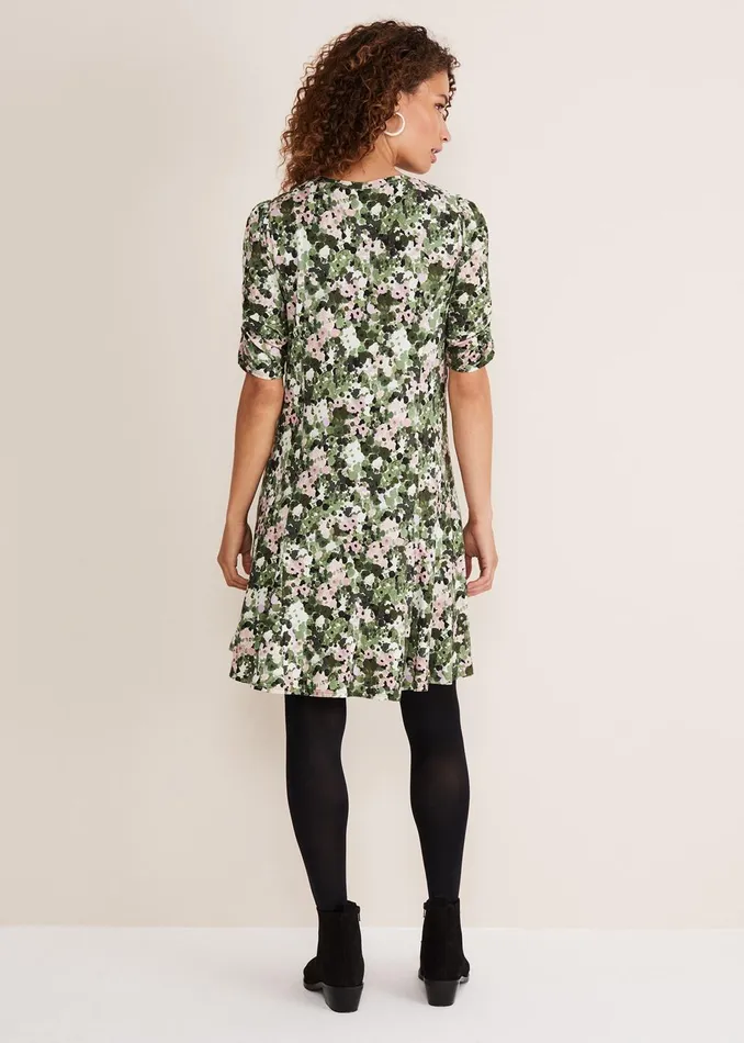 Women Phase Eight Day Dresses Jolee Printed Jersey Dress Green Multi