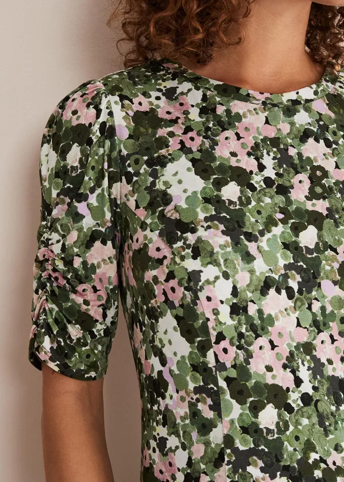 Women Phase Eight Day Dresses Jolee Printed Jersey Dress Green Multi