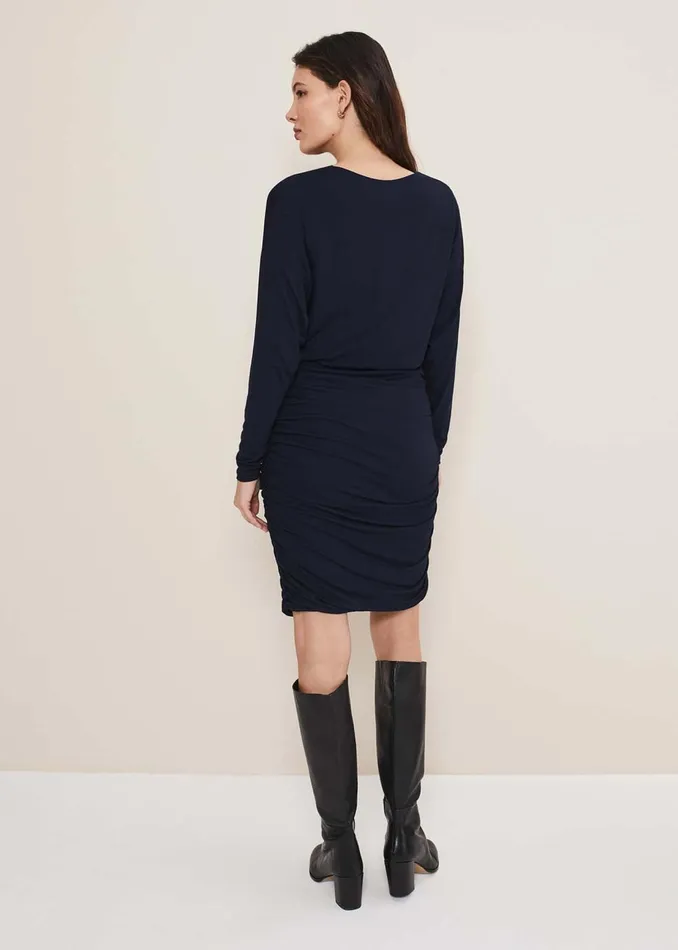 Women Phase Eight Day Dresses Jules Jersey Belted Batwing Dress Navy