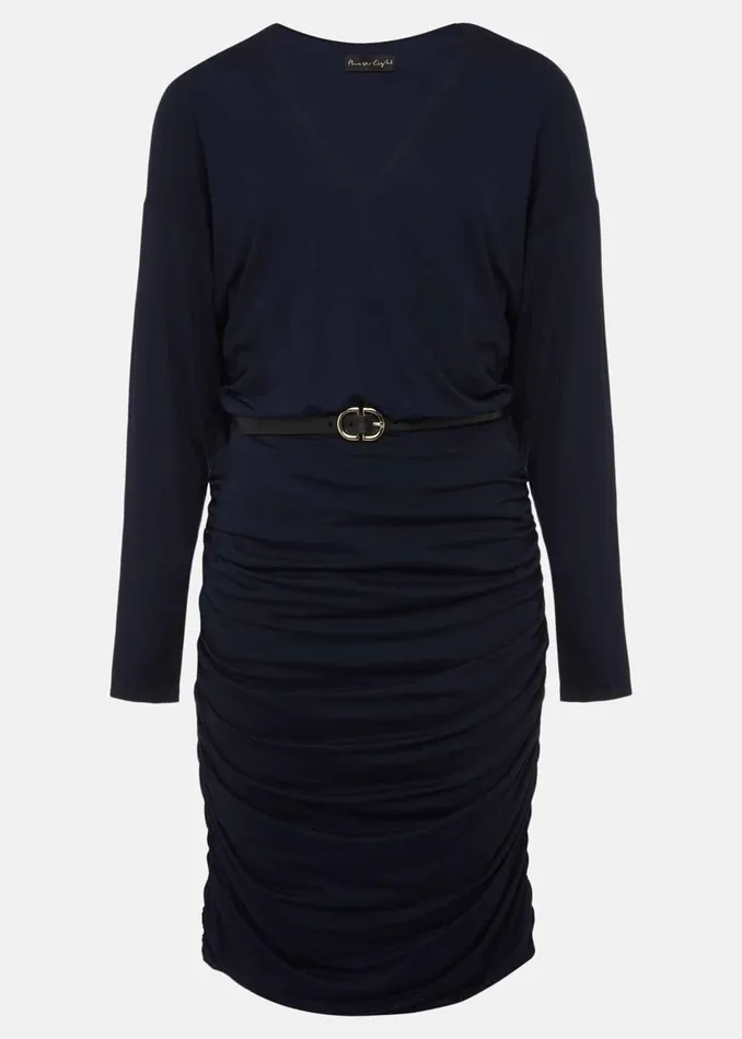 Women Phase Eight Day Dresses Jules Jersey Belted Batwing Dress Navy