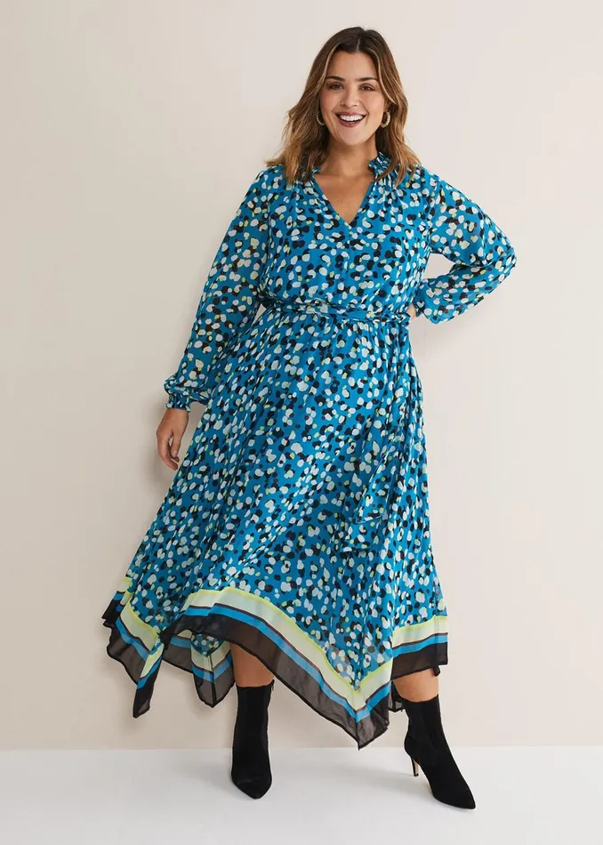 Women Phase Eight Day Dresses Juno Border Hem Midi Dress Bluemulti