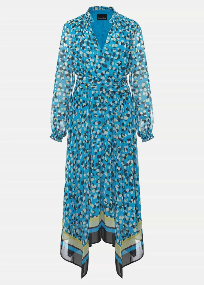 Women Phase Eight Day Dresses Juno Border Hem Midi Dress Bluemulti