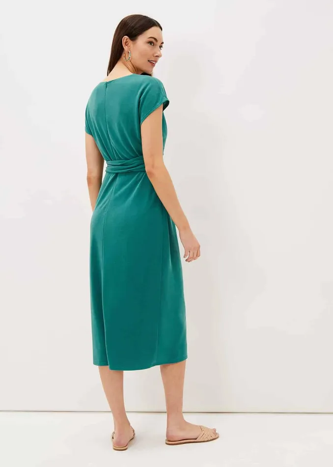 Women Phase Eight Day Dresses Kadence Cupro Tie Waist Dress Peacock