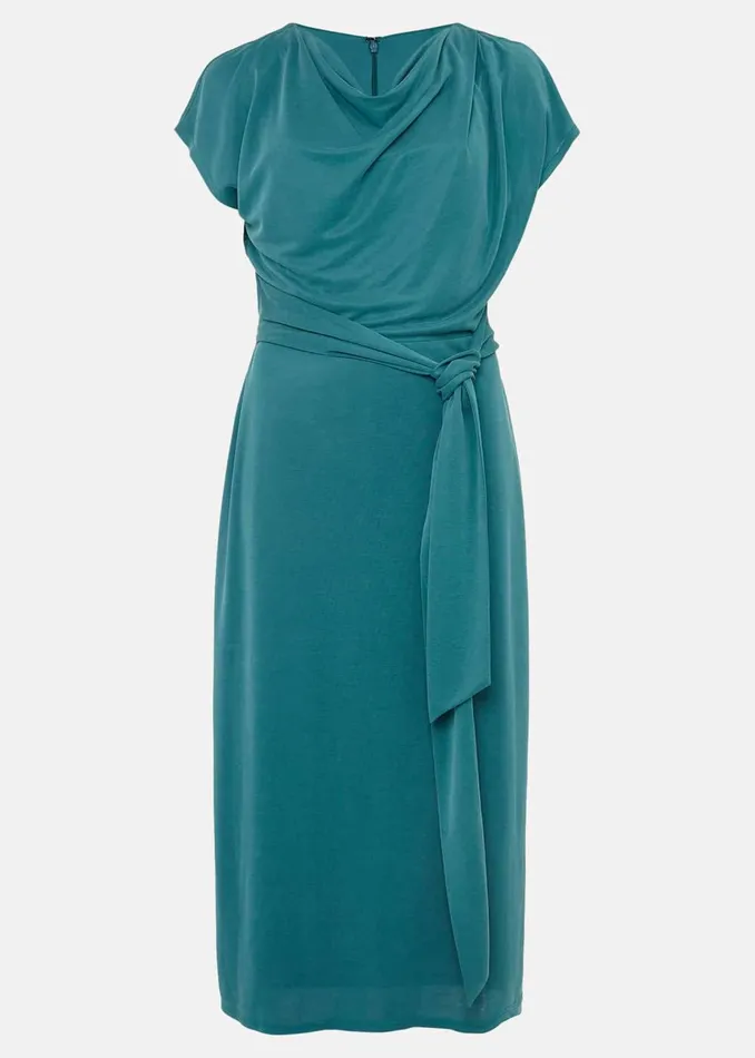Women Phase Eight Day Dresses Kadence Cupro Tie Waist Dress Peacock