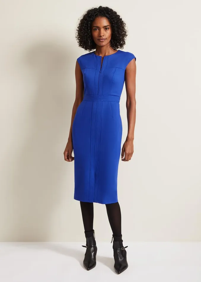 Women Phase Eight Day Dresses Karmie Ponte Fitted Pencil Dress Blue