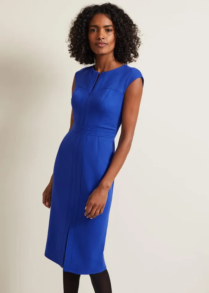 Women Phase Eight Day Dresses Karmie Ponte Fitted Pencil Dress Blue