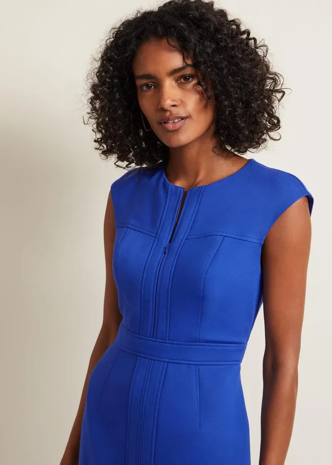 Women Phase Eight Day Dresses Karmie Ponte Fitted Pencil Dress Blue