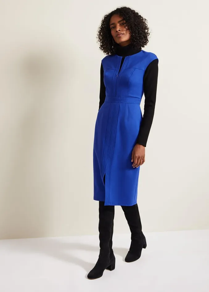 Women Phase Eight Day Dresses Karmie Ponte Fitted Pencil Dress Blue
