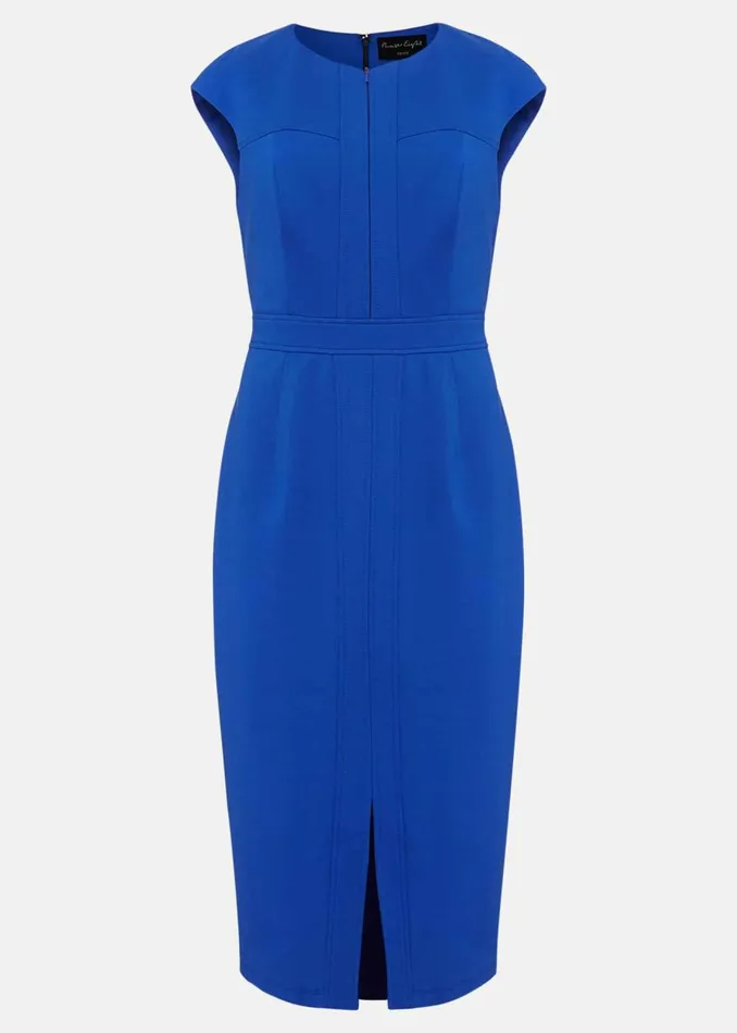 Women Phase Eight Day Dresses Karmie Ponte Fitted Pencil Dress Petite Blue