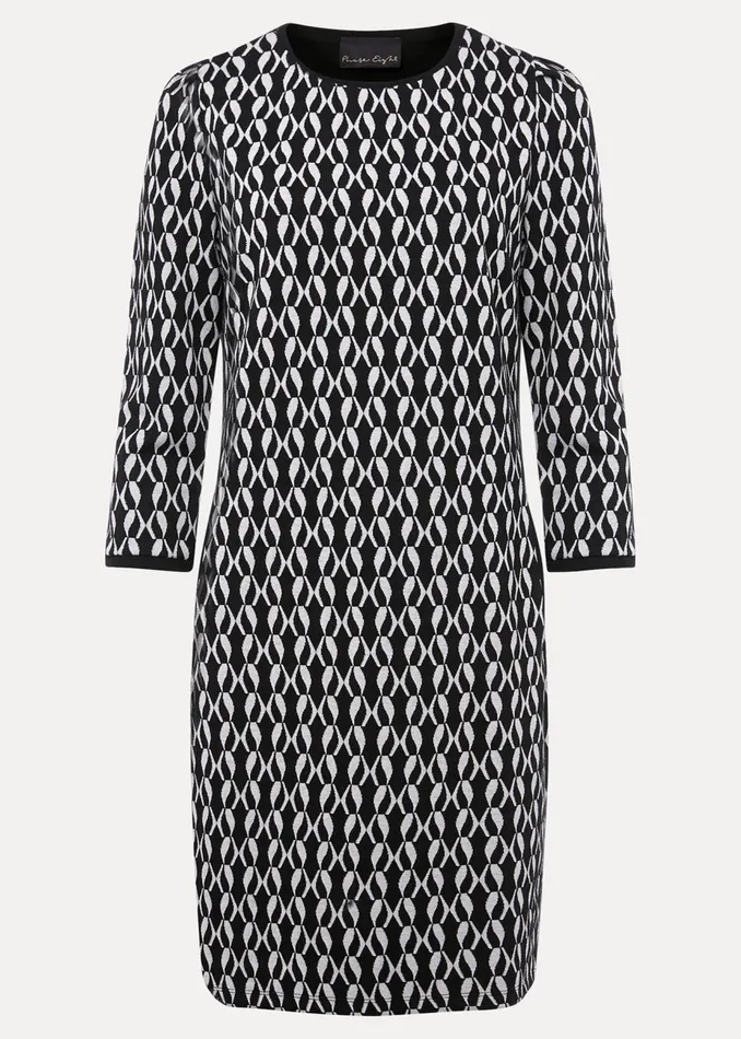 Women Phase Eight Day Dresses Katrine Geo Jacquard Dress Blackivory