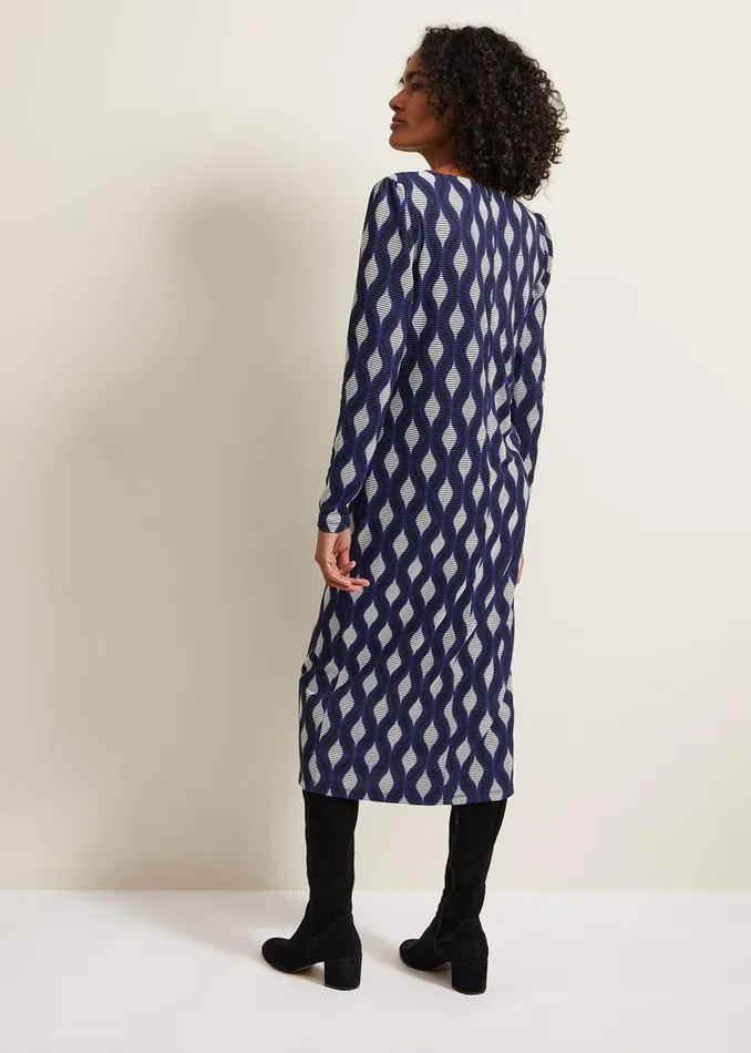 Women Phase Eight Day Dresses Kelly Geo Midi Shift Dress Blue