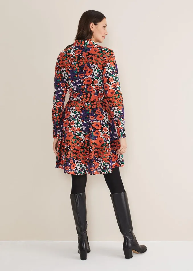 Women Phase Eight Day Dresses Kerri Cotton Floral Mini Dress Red