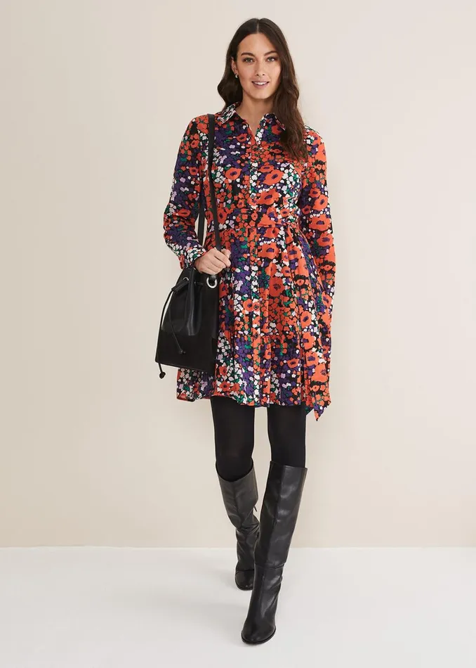 Women Phase Eight Day Dresses Kerri Cotton Floral Mini Dress Red