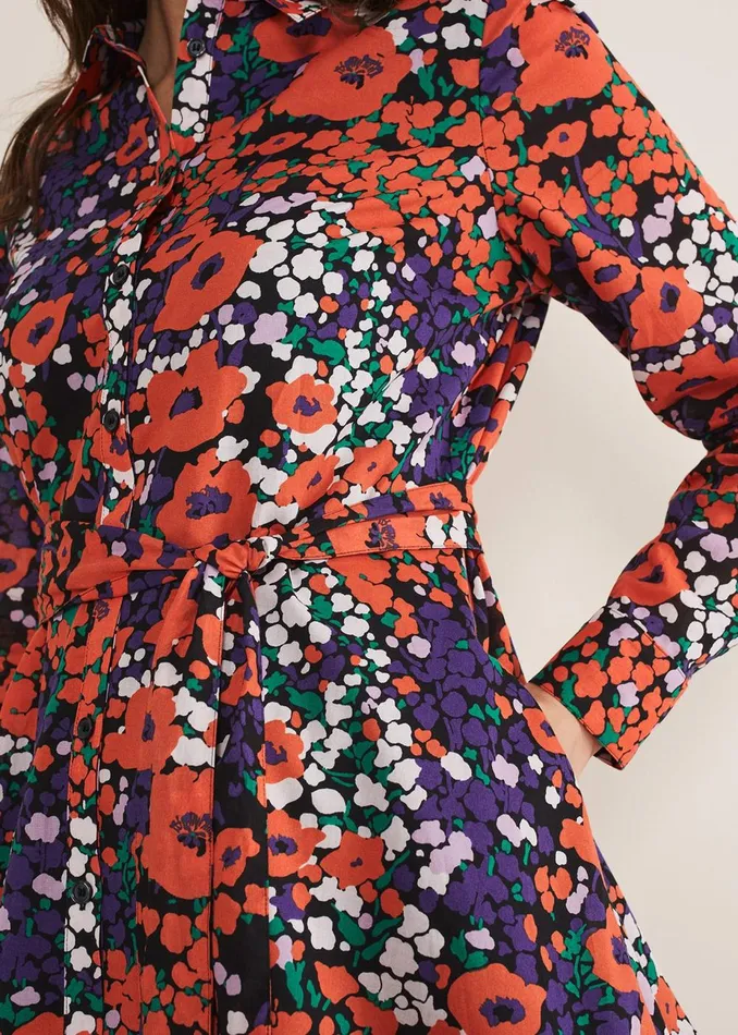 Women Phase Eight Day Dresses Kerri Cotton Floral Mini Dress Red