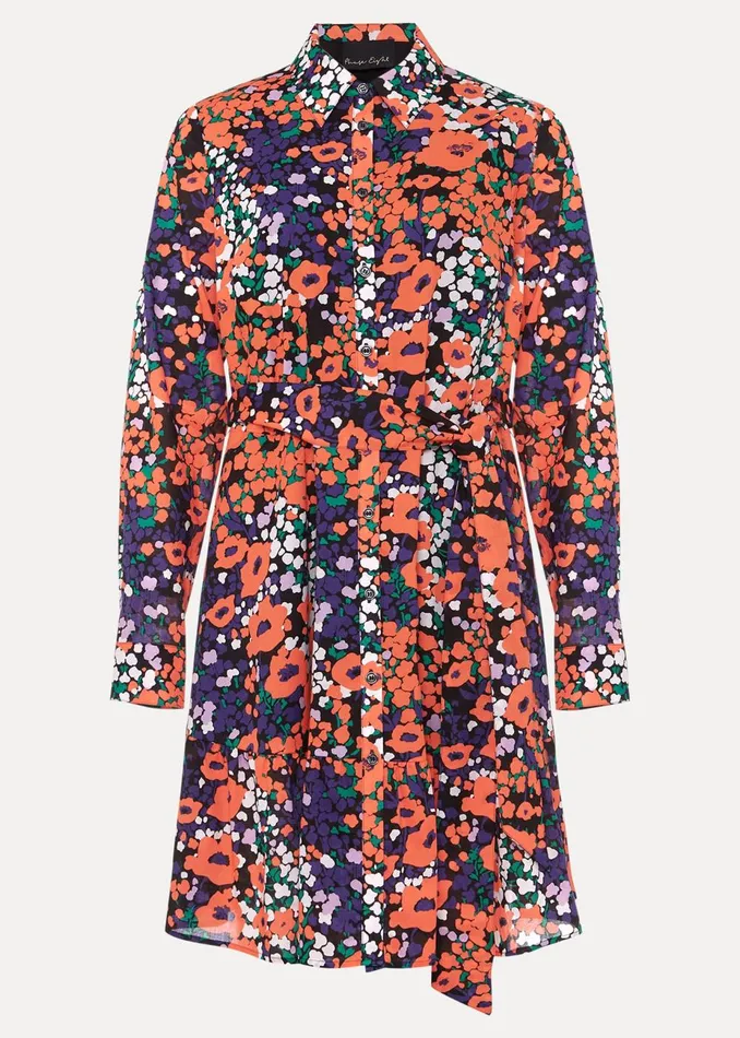 Women Phase Eight Day Dresses Kerri Cotton Floral Mini Dress Red