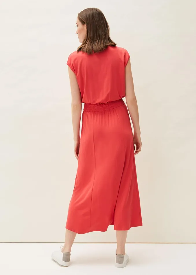 Women Phase Eight Day Dresses Kiera Jersey Shirred Waist Midi Dress Pout