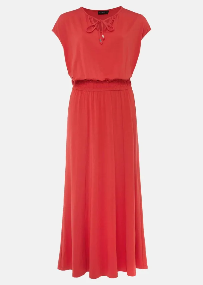 Women Phase Eight Day Dresses Kiera Jersey Shirred Waist Midi Dress Pout