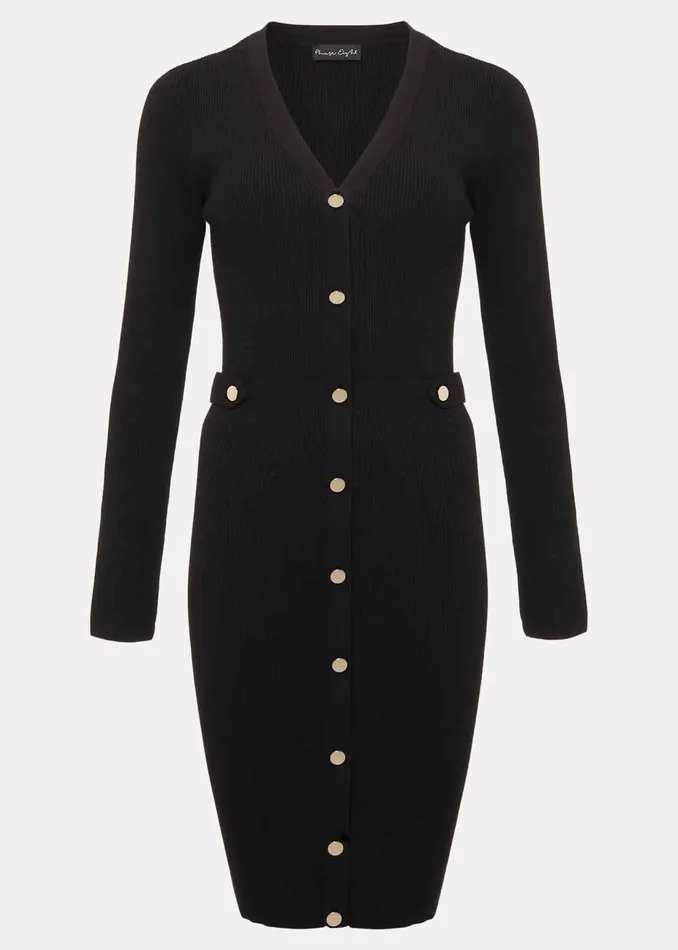 Women Phase Eight Day Dresses Kinza Black Knitted Mini Dress Black