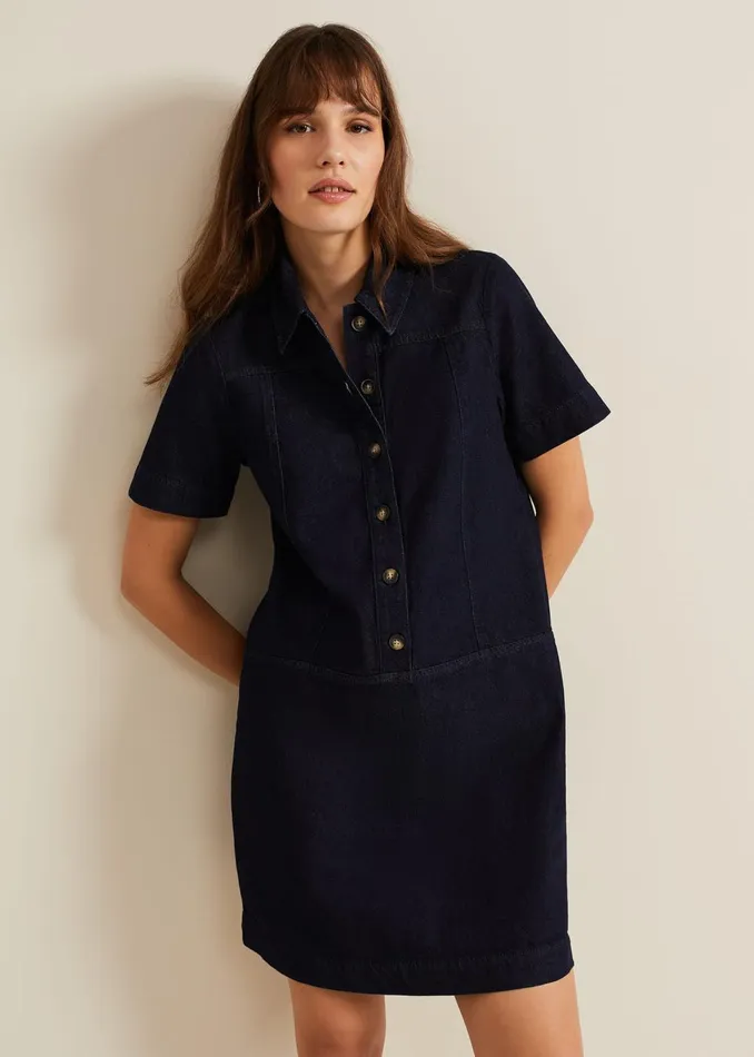Women Phase Eight Day Dresses Larisa Denim Tunic Dress Denim