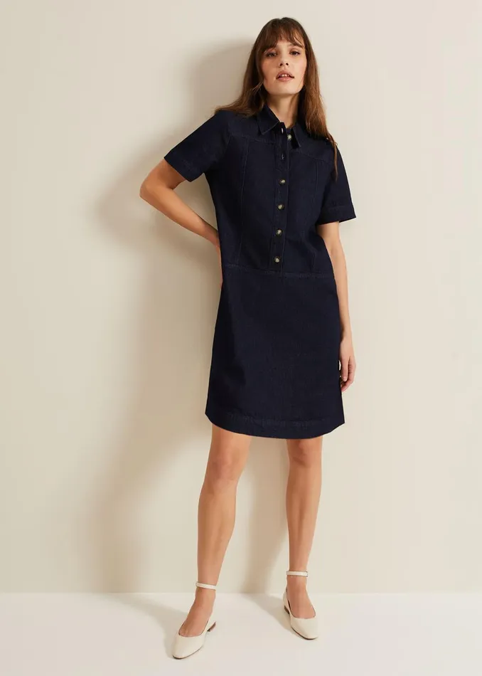 Women Phase Eight Day Dresses Larisa Denim Tunic Dress Denim