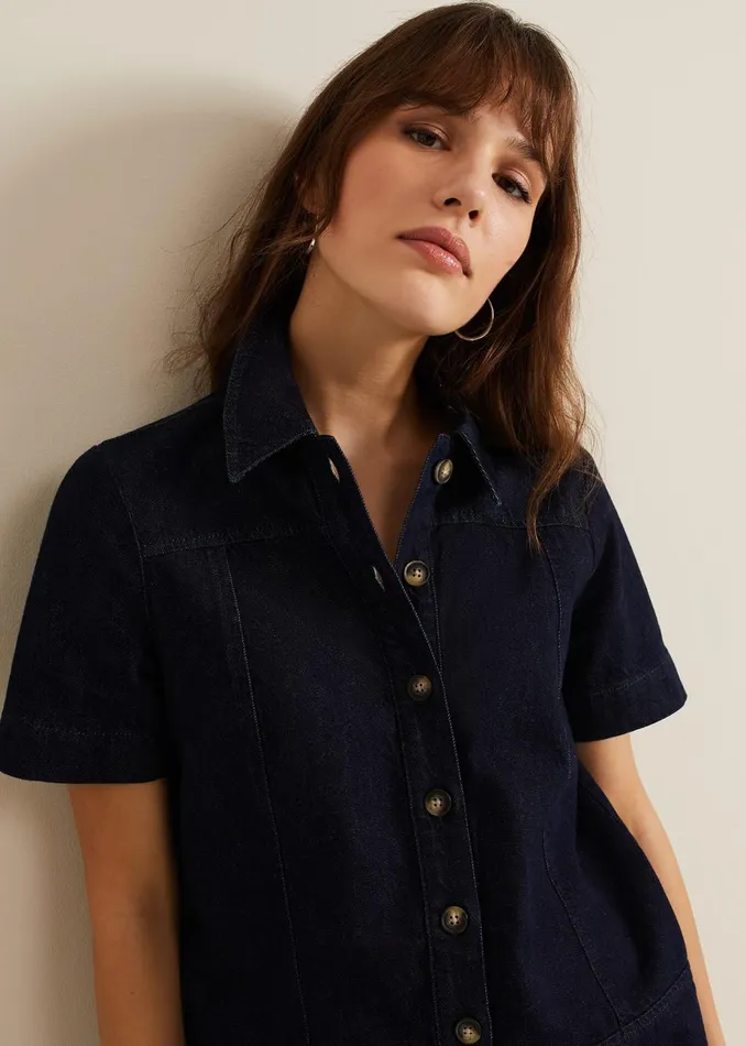 Women Phase Eight Day Dresses Larisa Denim Tunic Dress Denim