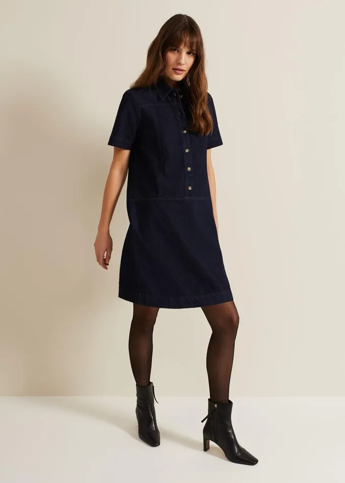 Women Phase Eight Day Dresses Larisa Denim Tunic Dress Denim