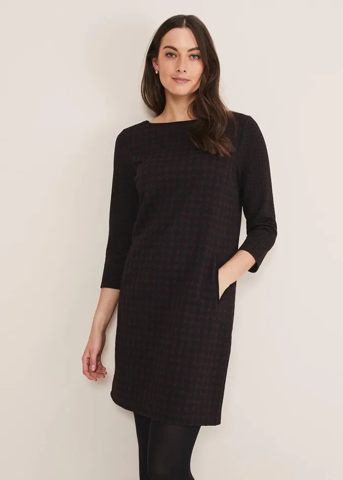 Women Phase Eight Day Dresses Lenia Check Dress Blackpewter