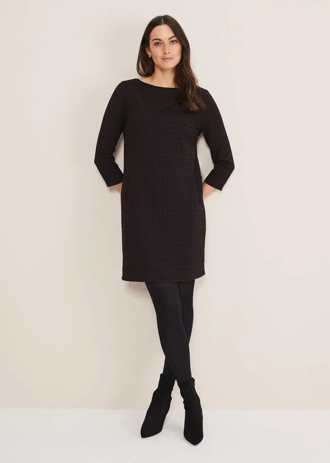 Women Phase Eight Day Dresses Lenia Check Dress Blackpewter