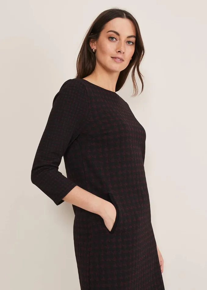 Women Phase Eight Day Dresses Lenia Check Dress Blackpewter