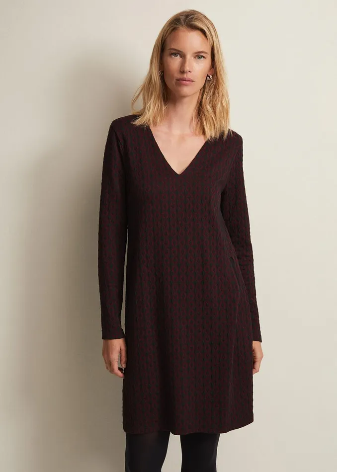 Women Phase Eight Day Dresses Lianna Geo Mini Dress Burgundy