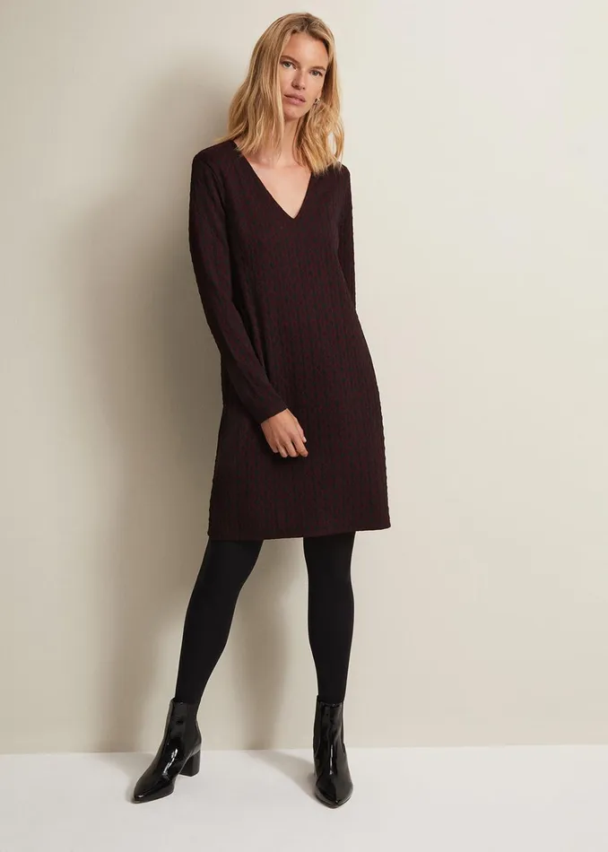 Women Phase Eight Day Dresses Lianna Geo Mini Dress Burgundy