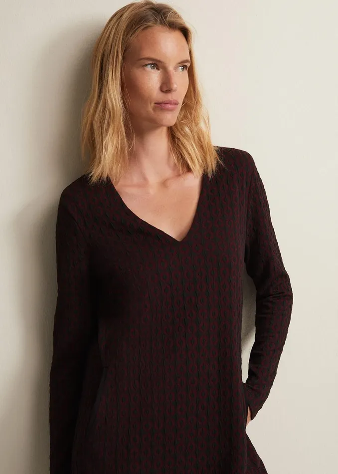 Women Phase Eight Day Dresses Lianna Geo Mini Dress Burgundy