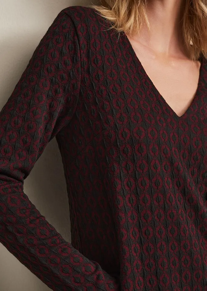 Women Phase Eight Day Dresses Lianna Geo Mini Dress Burgundy