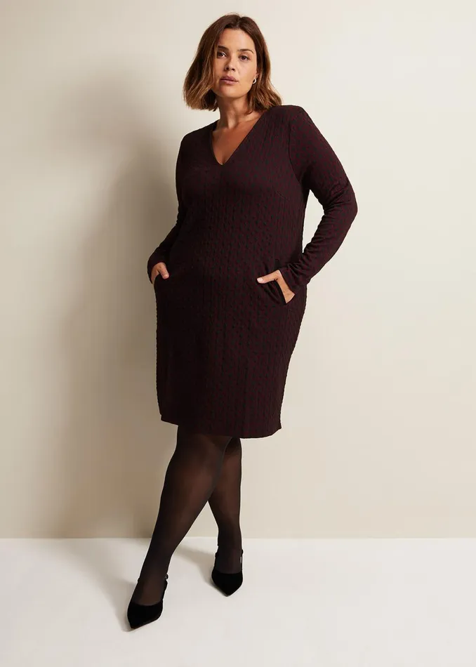 Women Phase Eight Day Dresses Lianna Geo Mini Dress Burgundy