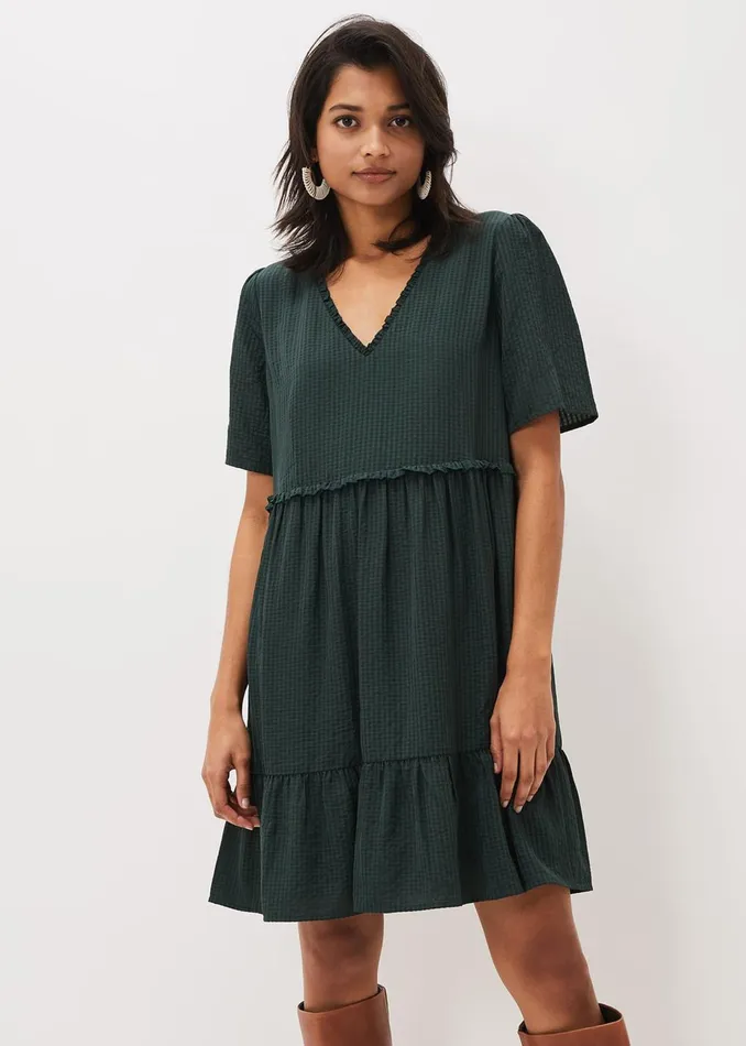Women Phase Eight Day Dresses Likita Textured Swing Dress Green