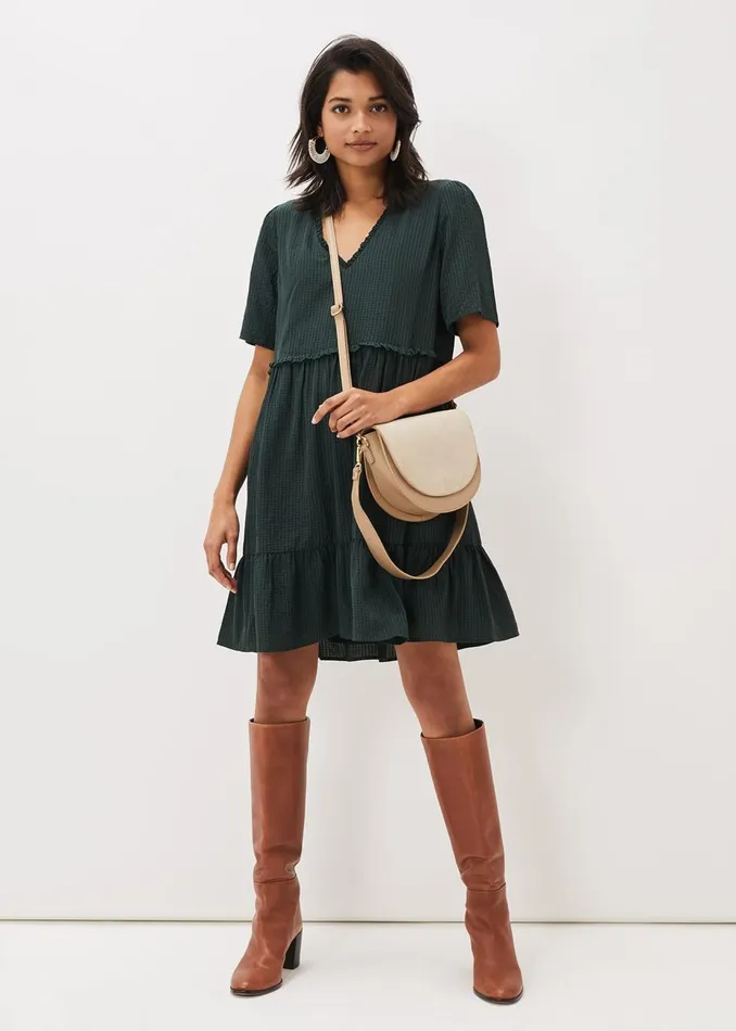 Women Phase Eight Day Dresses Likita Textured Swing Dress Green